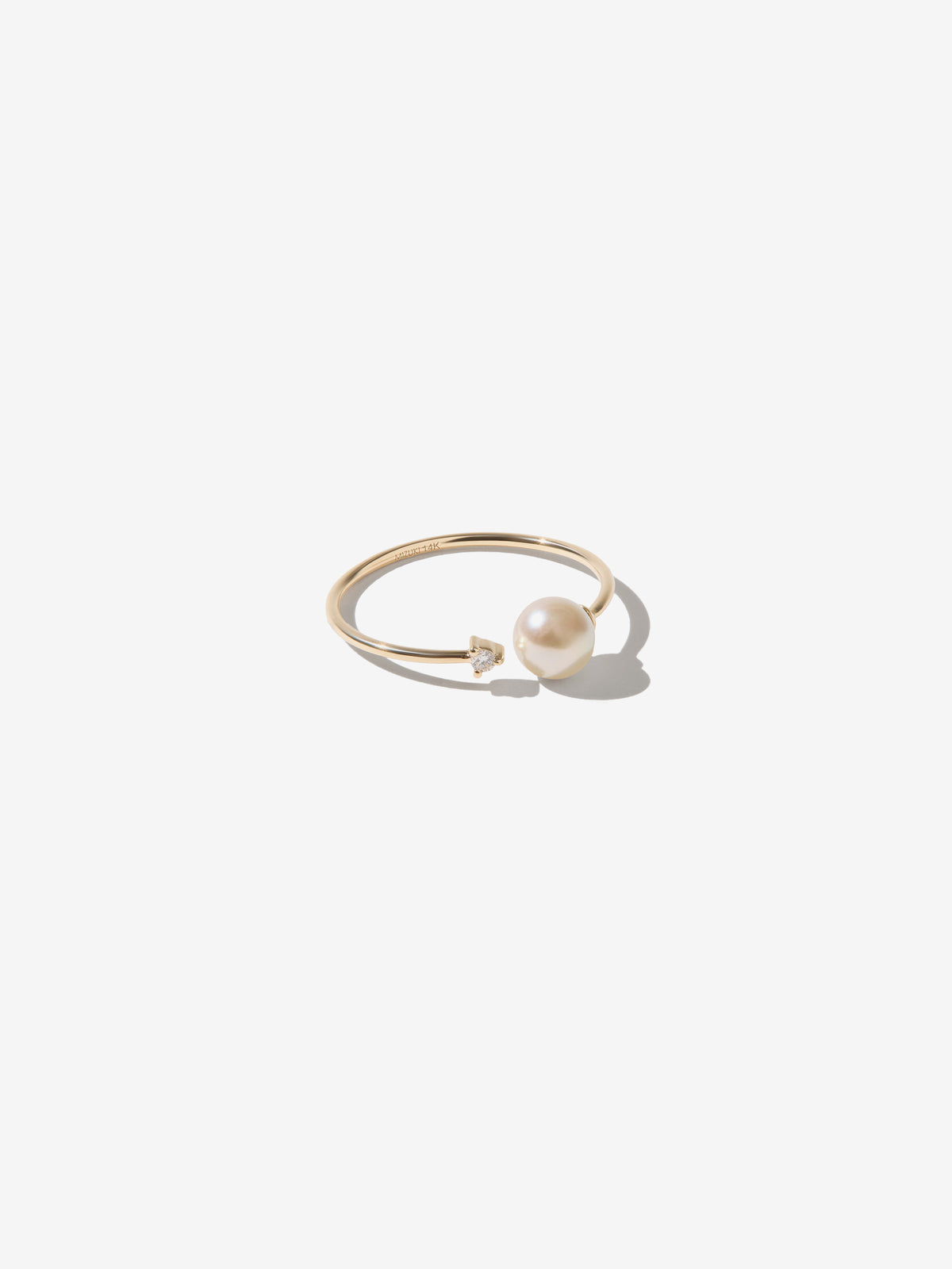 14kt Gold Gold Akoya Pearl And Diamond Open Ring