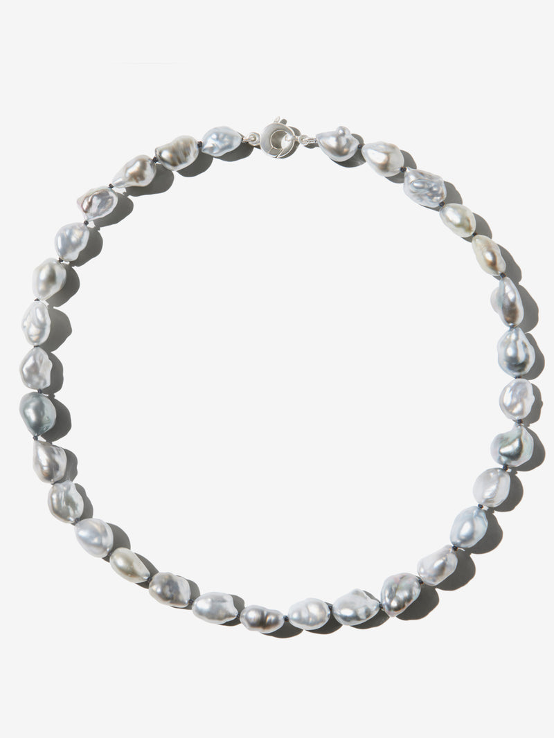 Large Grey Tahitian Keshi Pearl Necklace ST10