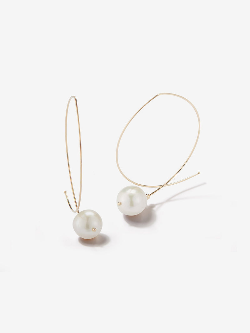 Sea of Beauty Collection.  Marquis with White Pearl Earrings  E4A1