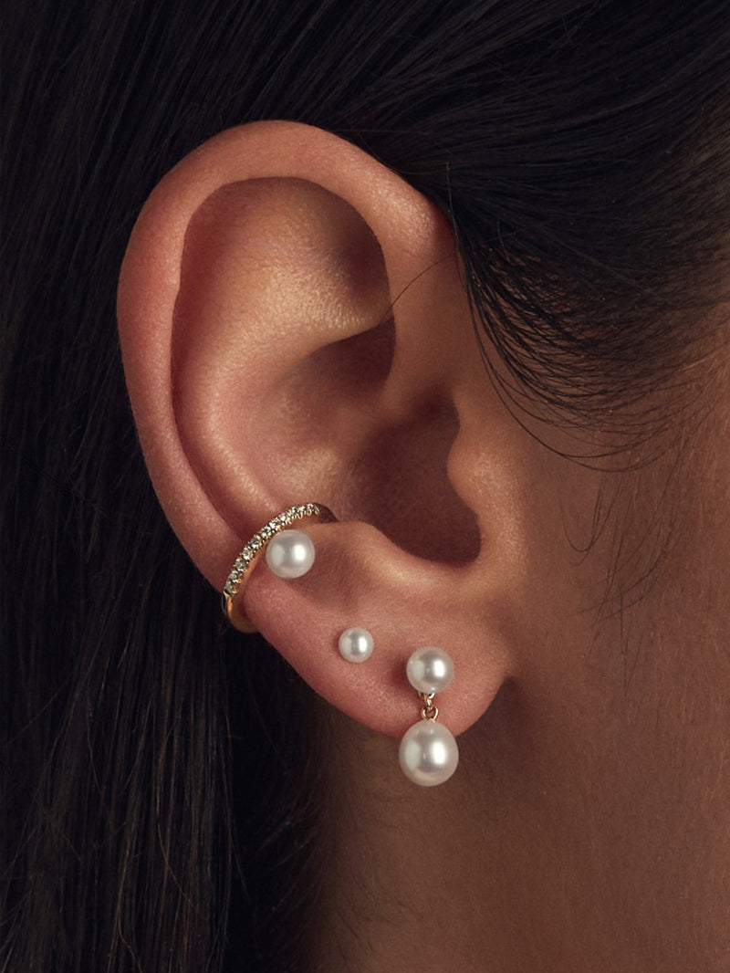 SBE360 Sea of Beauty. Small Double Drop Pearl Studs