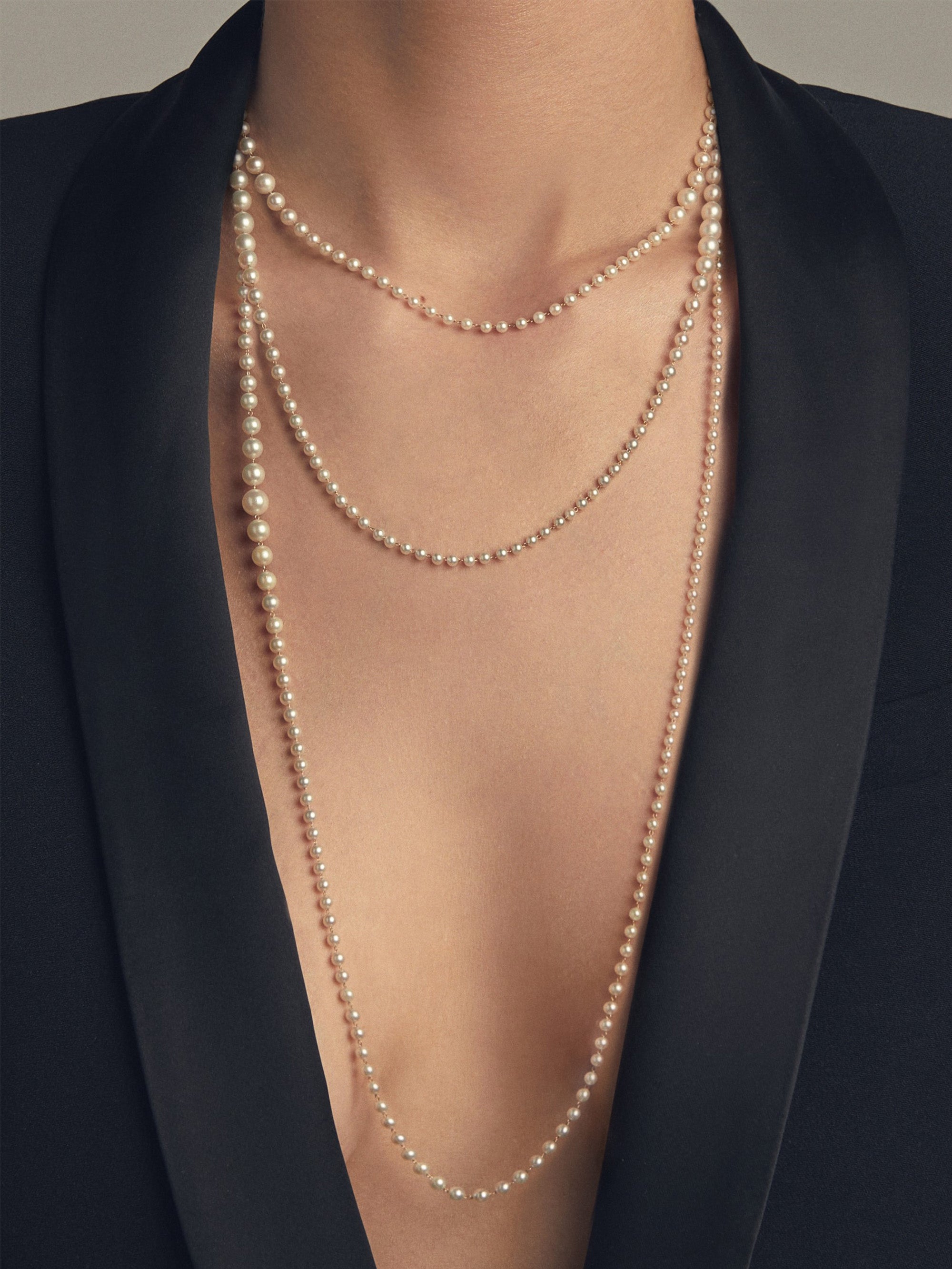 SBN268 Sea of Beauty. Dual Cascading Pearl Necklace