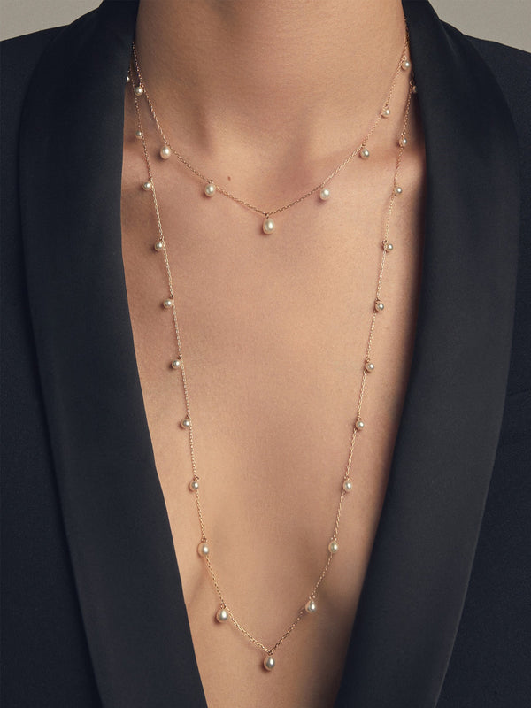 SBN274  Sea of Beauty. Multi Cascading Pearl Drop Necklace