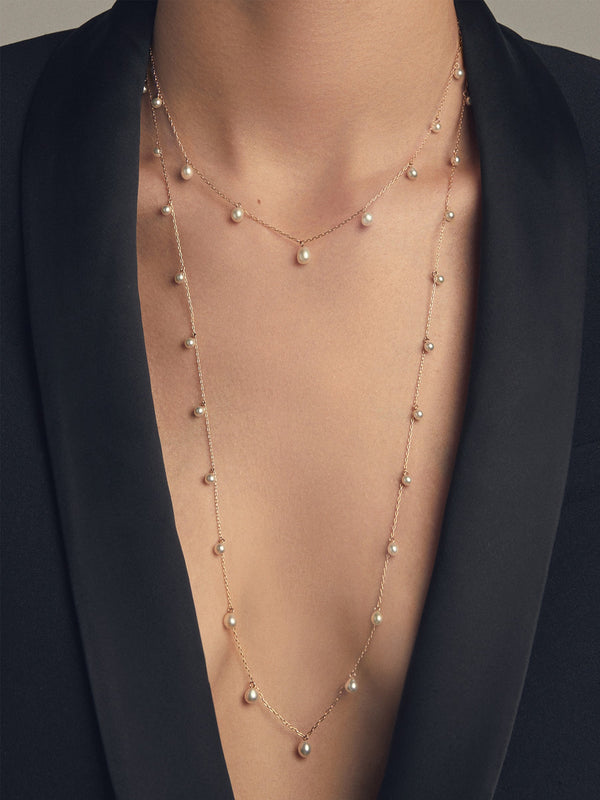 Sea of Beauty Collection. Long Multi Cascading Pearl Drop Necklace SBN275