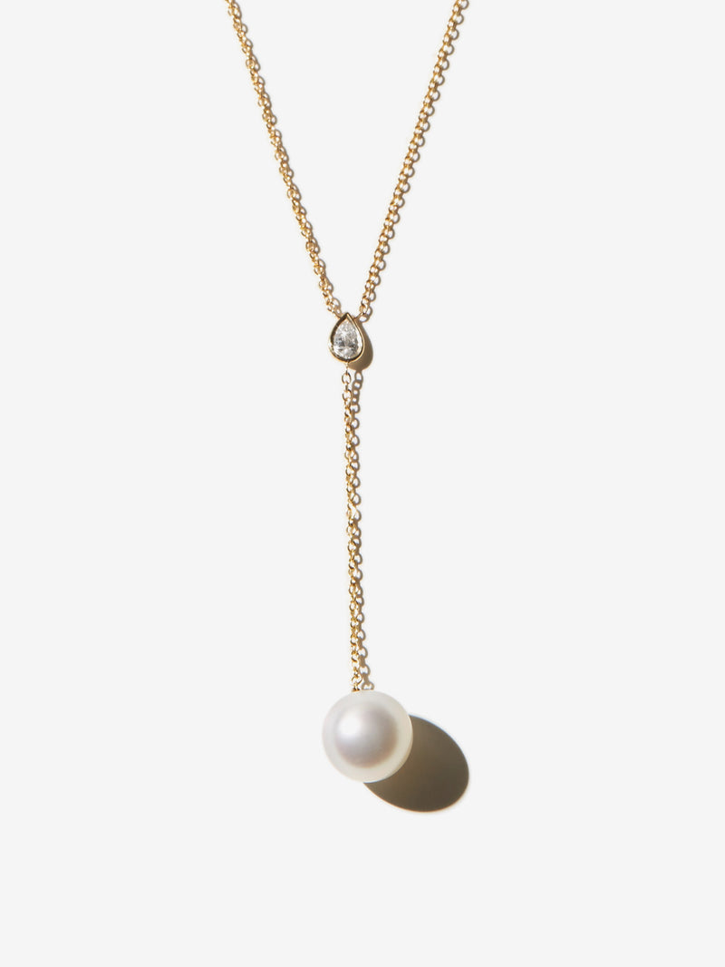 LN3 Sea of Beauty. South Sea Pearl and Pear Diamond Y Necklace