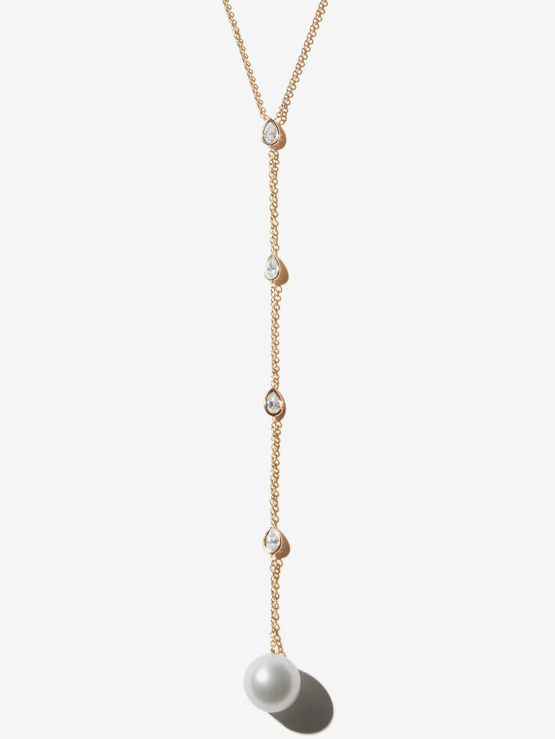 Sea of Beauty Luxe. South Sea Pearl and Multi Pear Diamond Y Necklace LN5