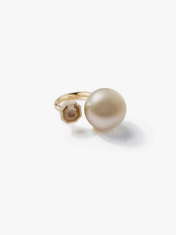 Prive Collection.  One Of A Kind.  Pearl and Slice Diamond Ring  MP33_OP