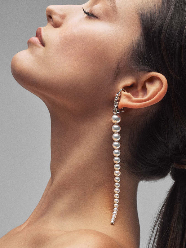 Prive Collection.  Dreamy Pearl Duster. One Of A Kind.  Pearl and Diamond Earrings MP103