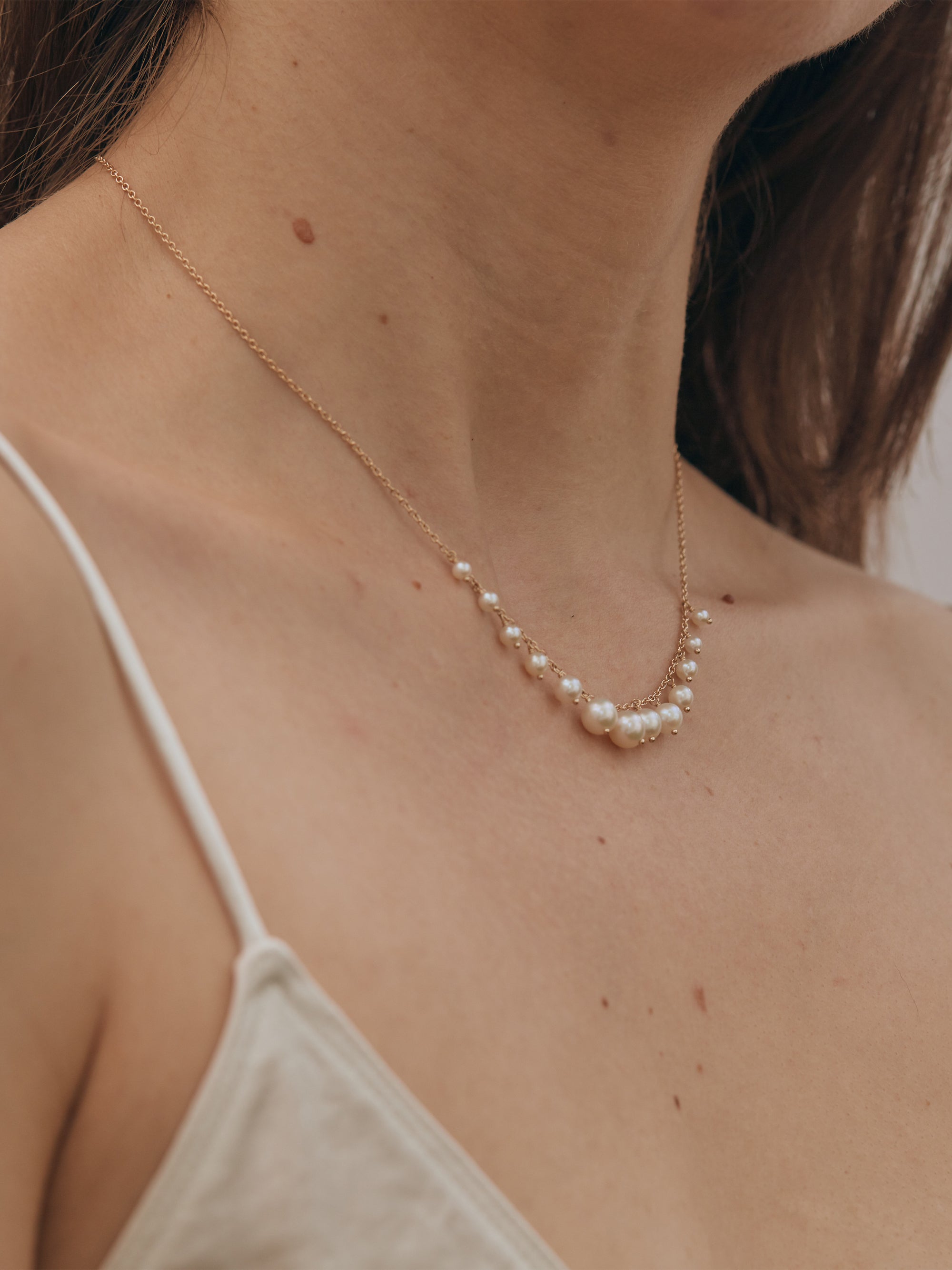 SBN233 Graduated Pearl Fringe Necklace