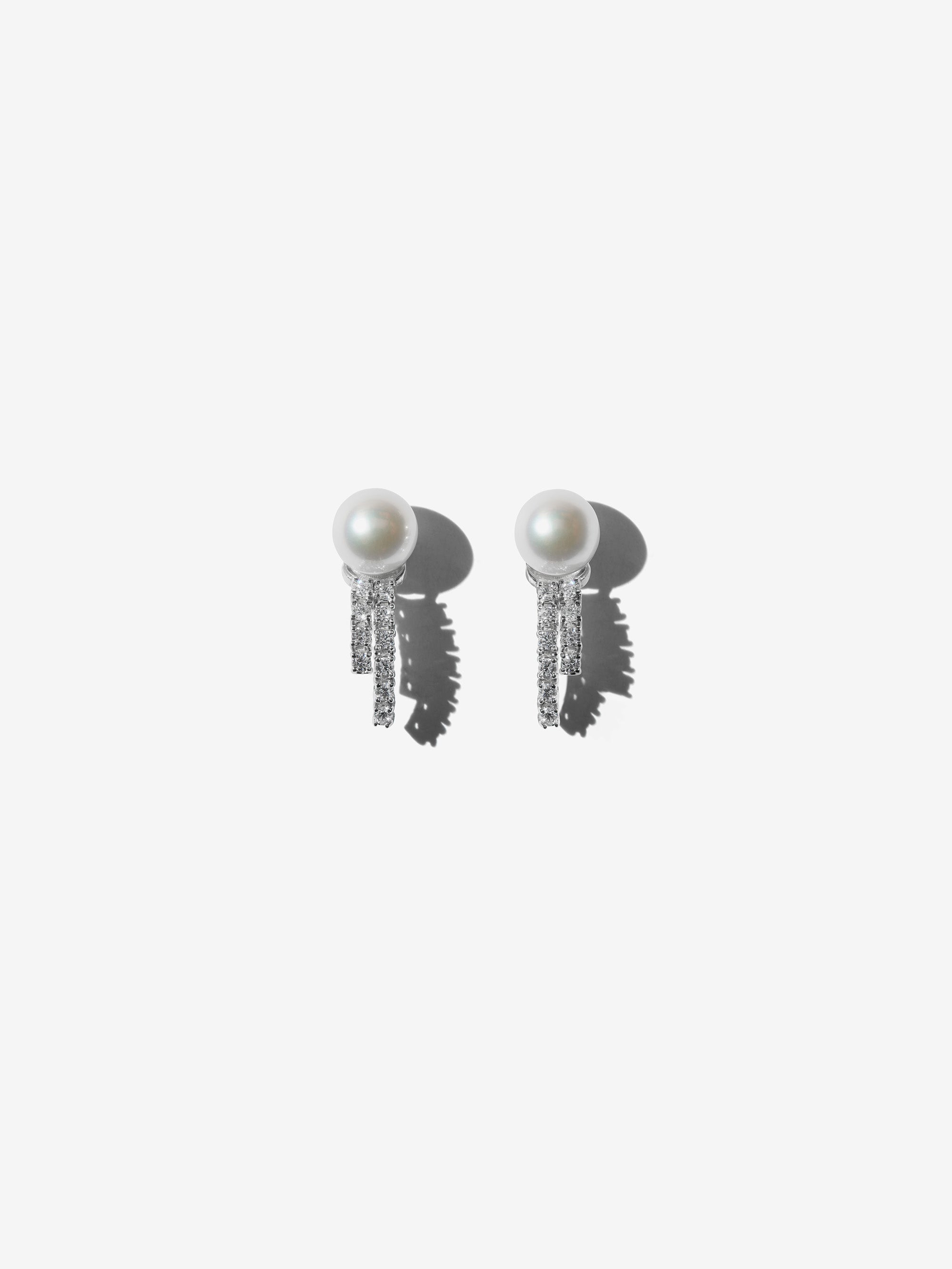 PE3 Prive. Akoya Pearl with Dual Diamond Drop Earrings