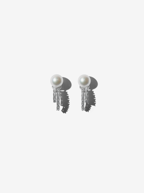 Prive Collection. Akoya Pearl with Dual Diamond Drop Earrings PE3