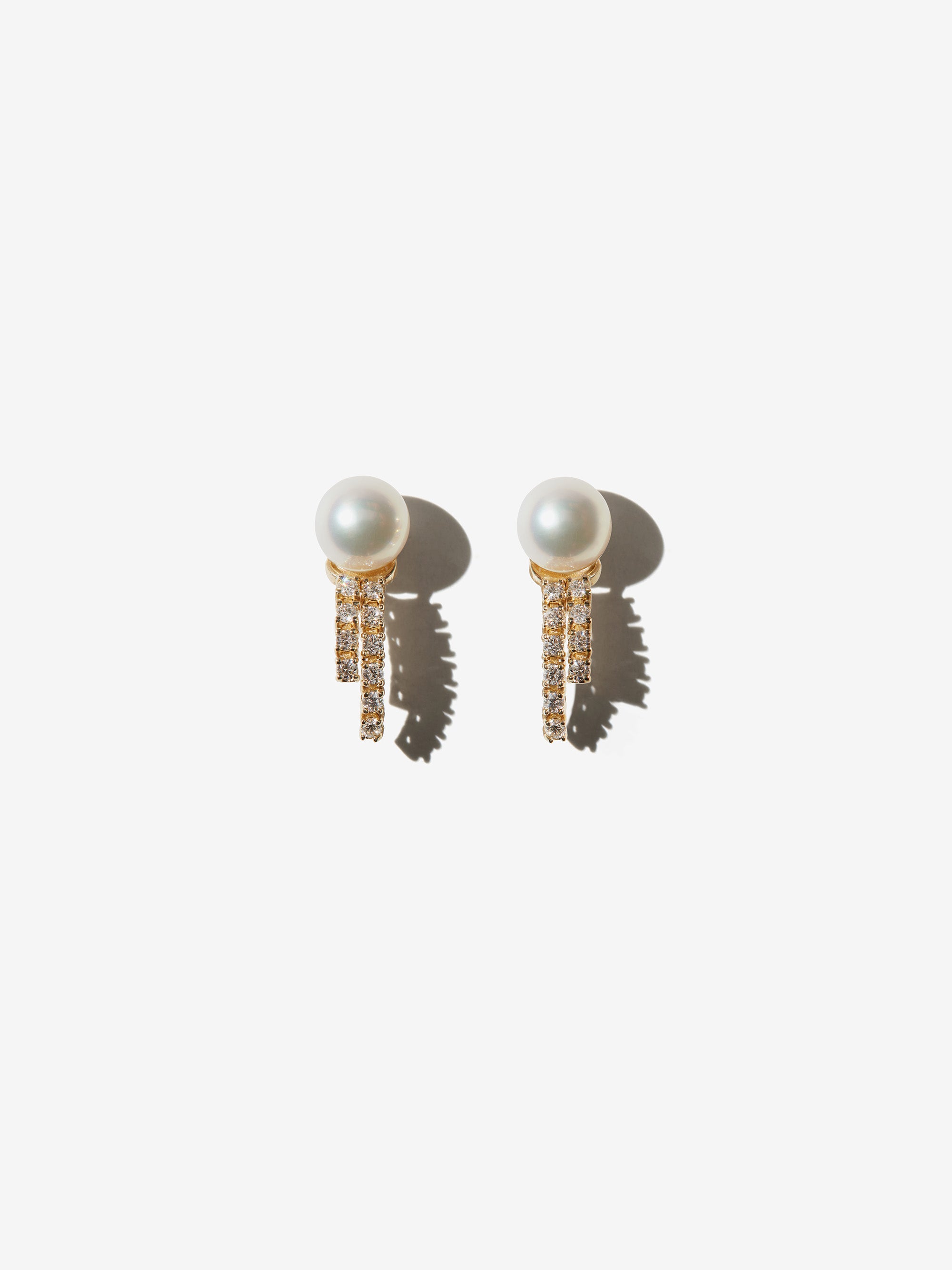 PE3 Prive. Akoya Pearl with Dual Diamond Drop Earrings