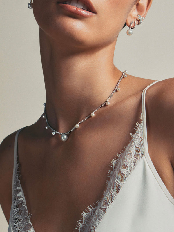 Prive Collection. "Kathleen". South Sea and Akoya Pearl with Diamond Necklace PN3