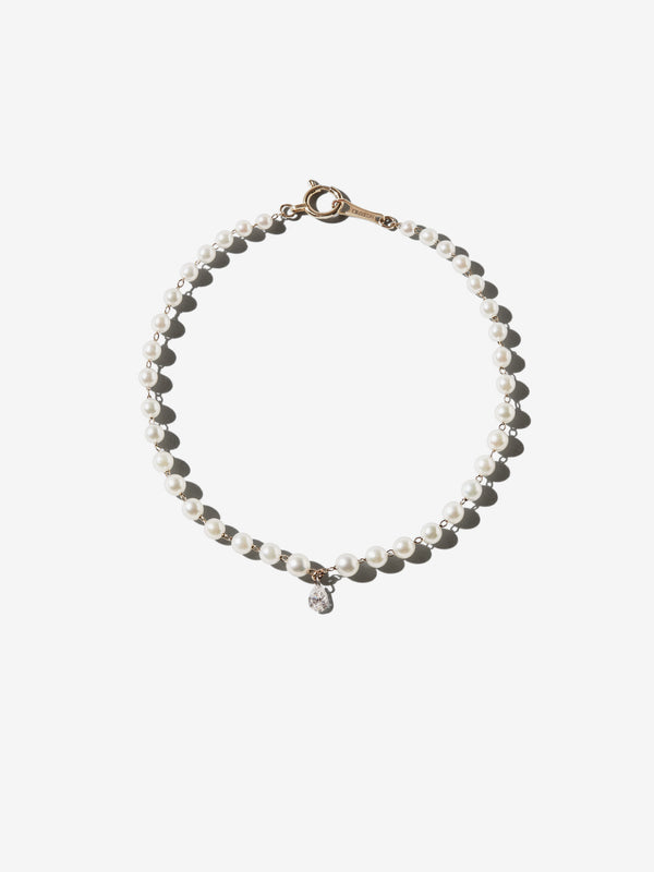 Sea of Beauty Collection. Diamond Pear and Floating Pearl Bracelet SBA111