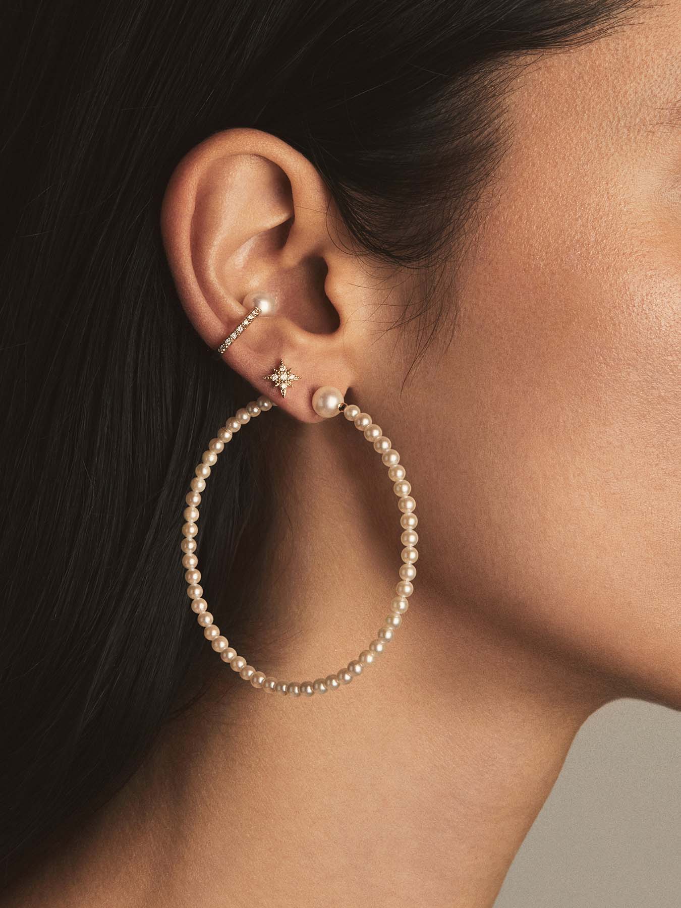 SBE213 Large All Pearl Hoop Earrings