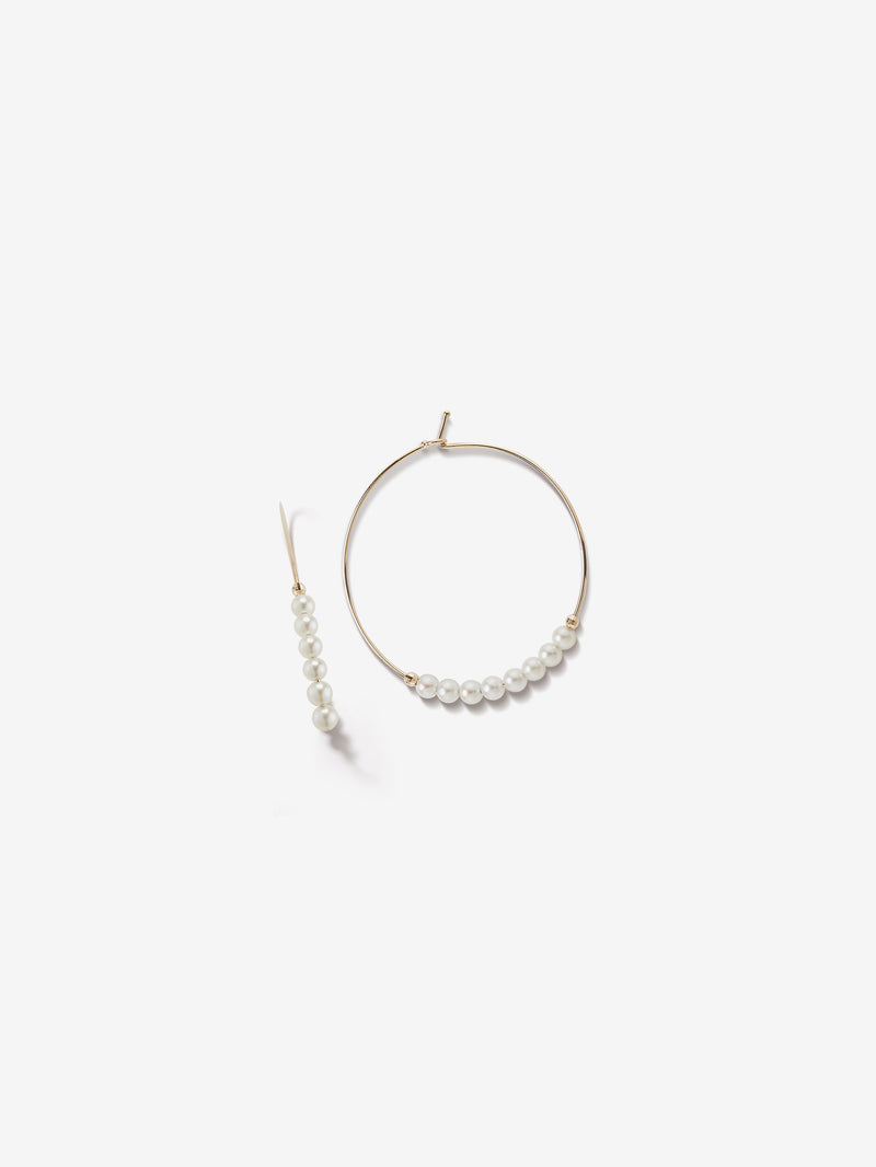 Sea of Beauty Collection.  Medium Pearl Hoop Earrings  SBE215