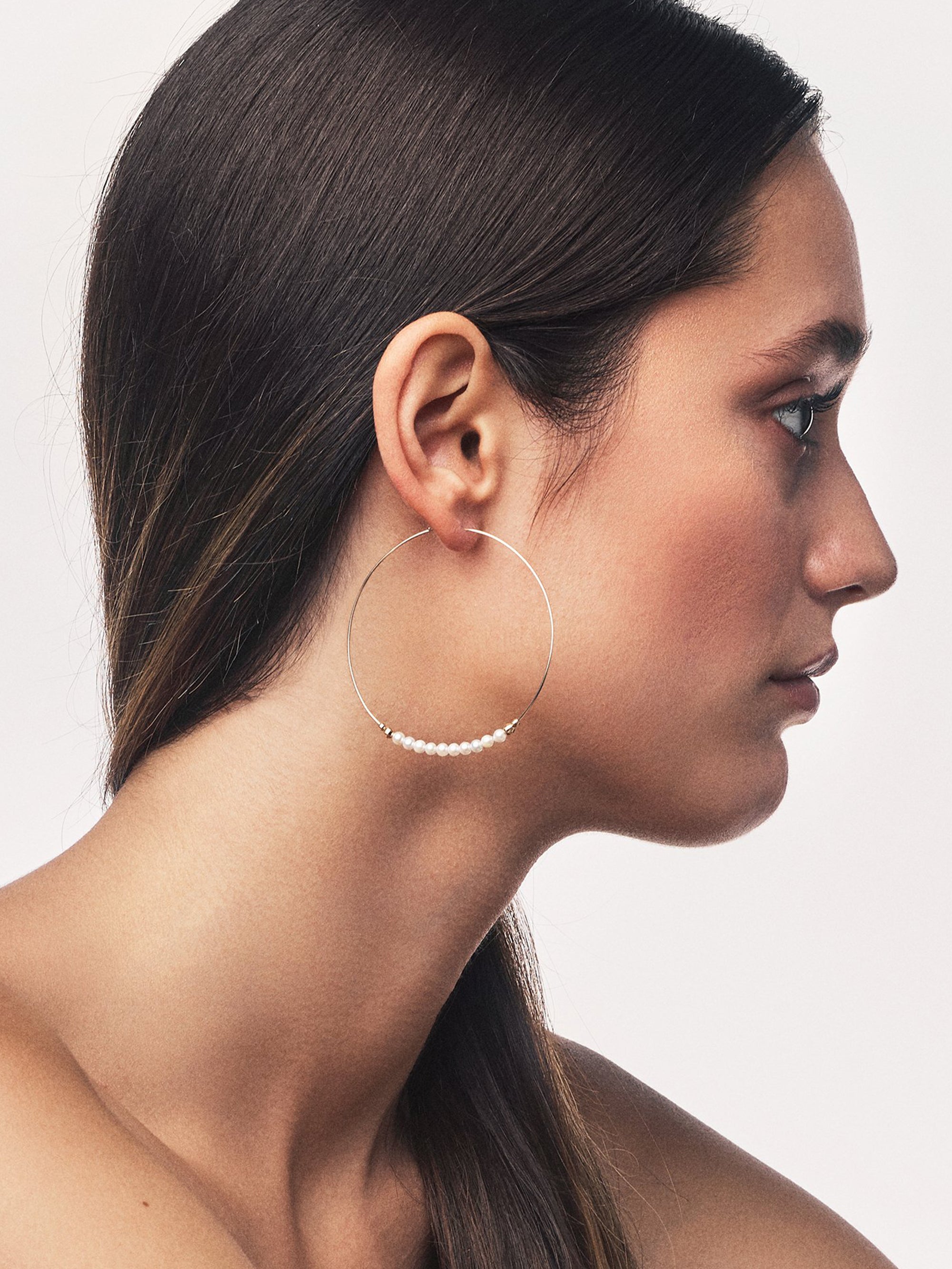 SBE216 Large Pearl Hoop Earrings