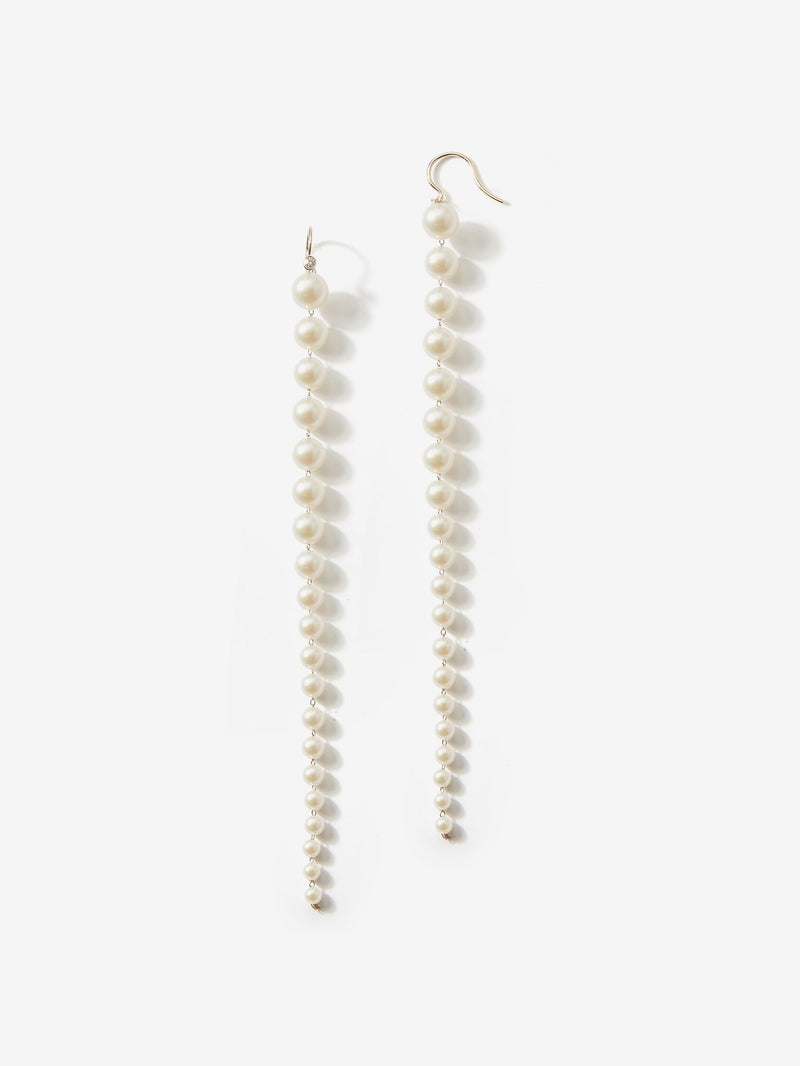 Sea of Beauty Collection.  Graduating Pearl and Diamond Shoulder Duster Earrings  SBE222