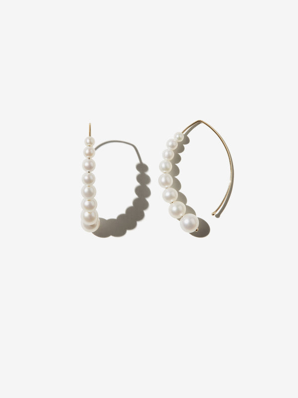 Sea of Beauty Essentials. Cascading Pearl Marquis Hoops SBE278S