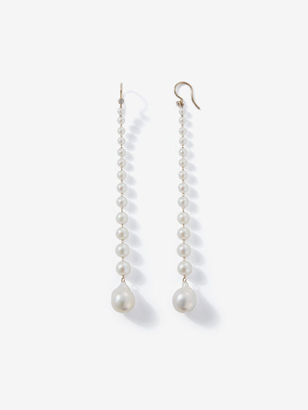 Sea of Beauty Collection. Graduated Pearl with diamond Shoulder Duster Earrings SBE280