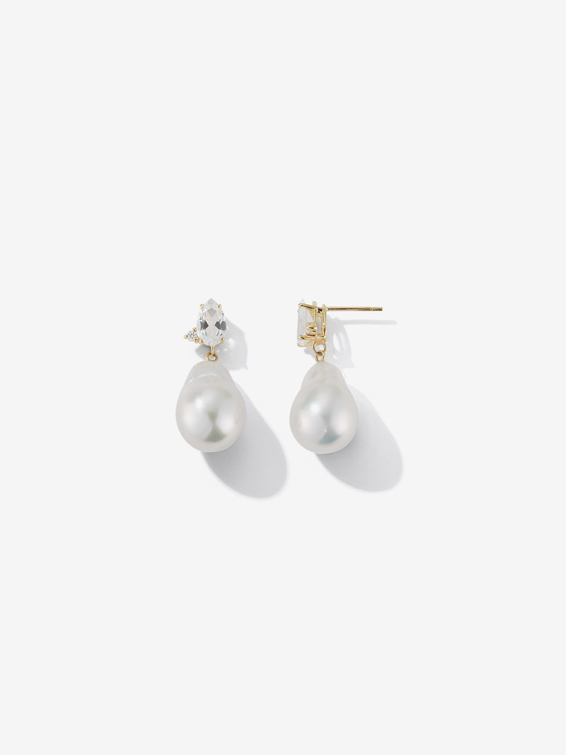White Topaz with Diamond and Pearl Earings SBE294