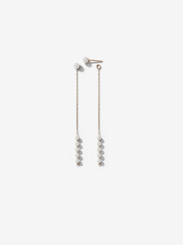 Two way Pearl Chain Drop Earrings SBE319