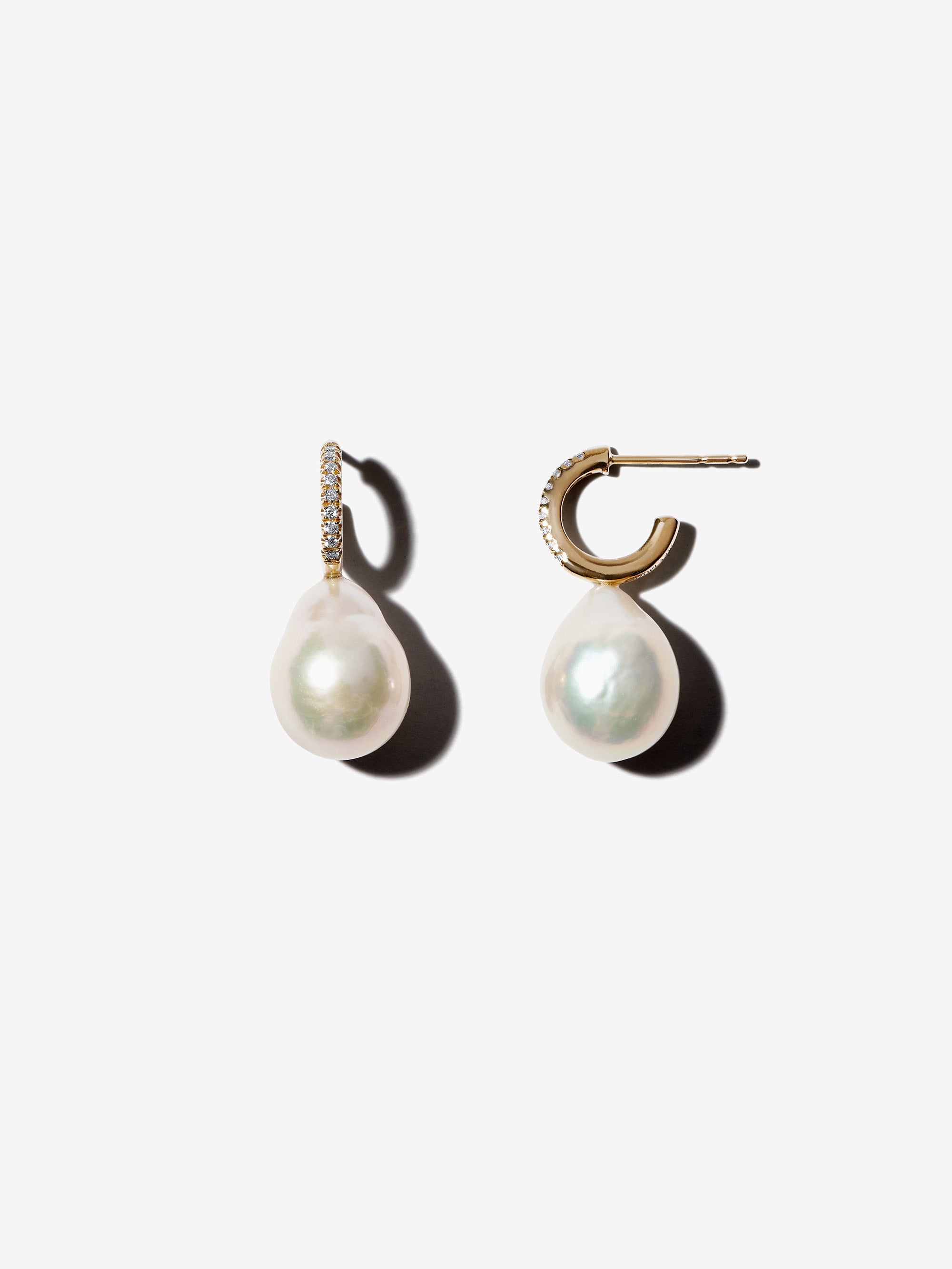 SBE348 Sea of Beauty. Diamond Hoops with Large Pearl Drop