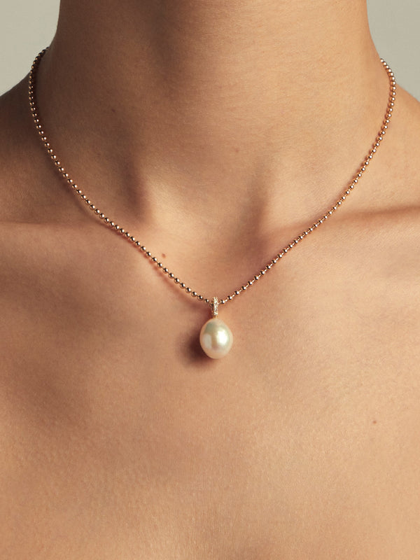 Sea of Beauty Collection. Medium Ballchain with Diamond and Pearl Necklace SBN264U
