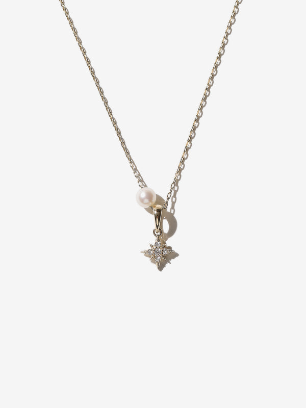 Sea of Beauty Essentials. Small Diamond Star with Sliding Pearl Necklace SBN277A