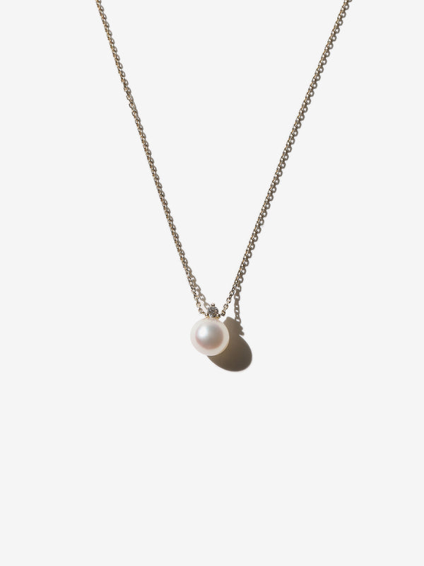 Sea of Beauty Essentials. Stacked Diamond and Pearl Solitaire Necklace SBN286