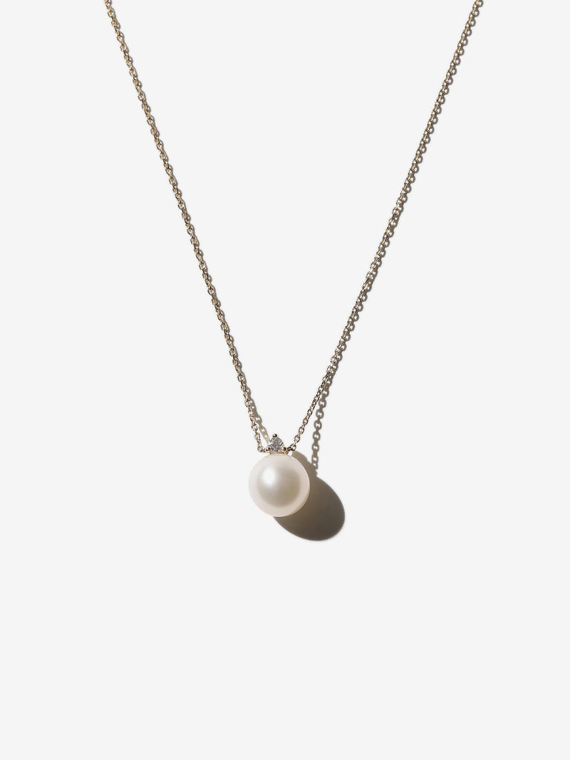Sea of Beauty Essentials. Stacked Diamond and Large Pearl Solitaire Necklace SBN287