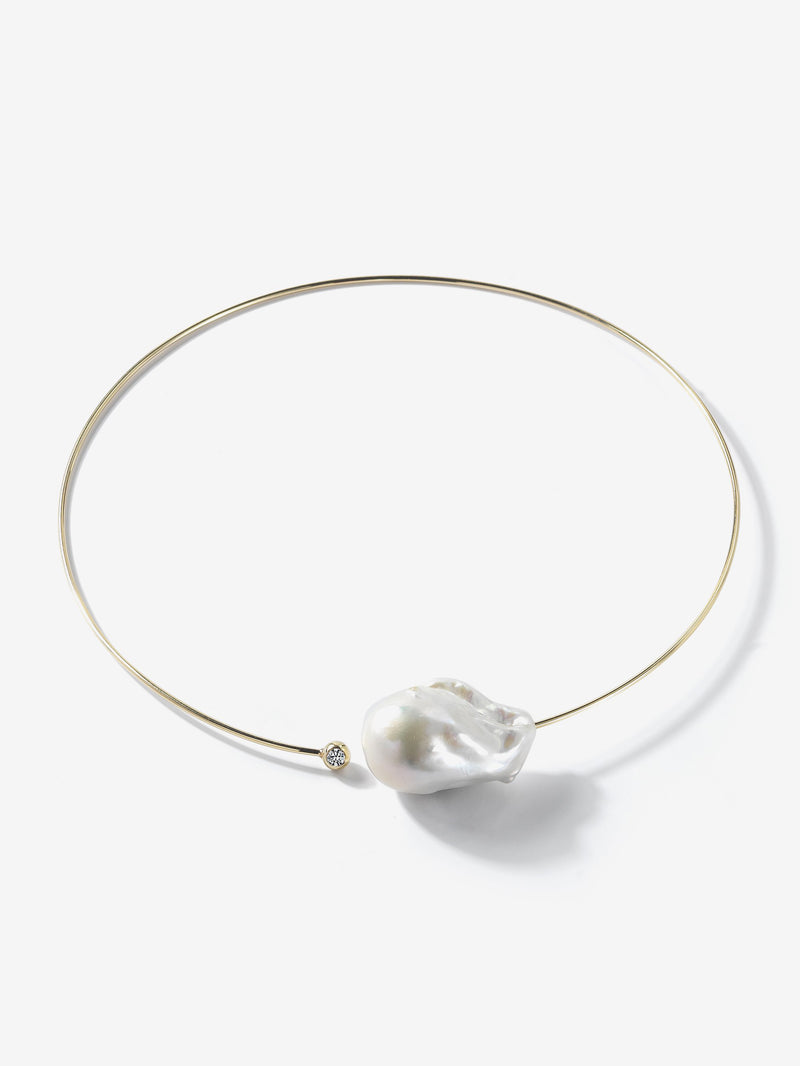 Baroque White Pearl and Diamond Collar  SBN89