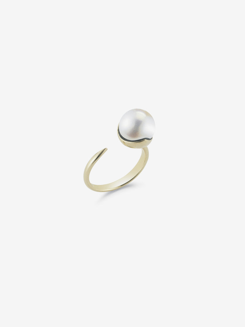 White Pearl Open Fluid Gold Ring  SBR55W