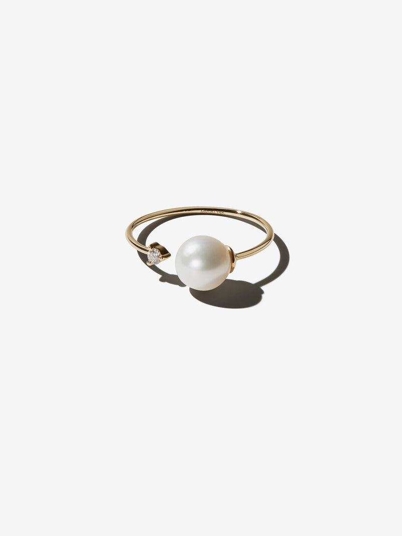 Sea of Beauty Essentials. Large Pearl and Diamond Open Ring SBR94