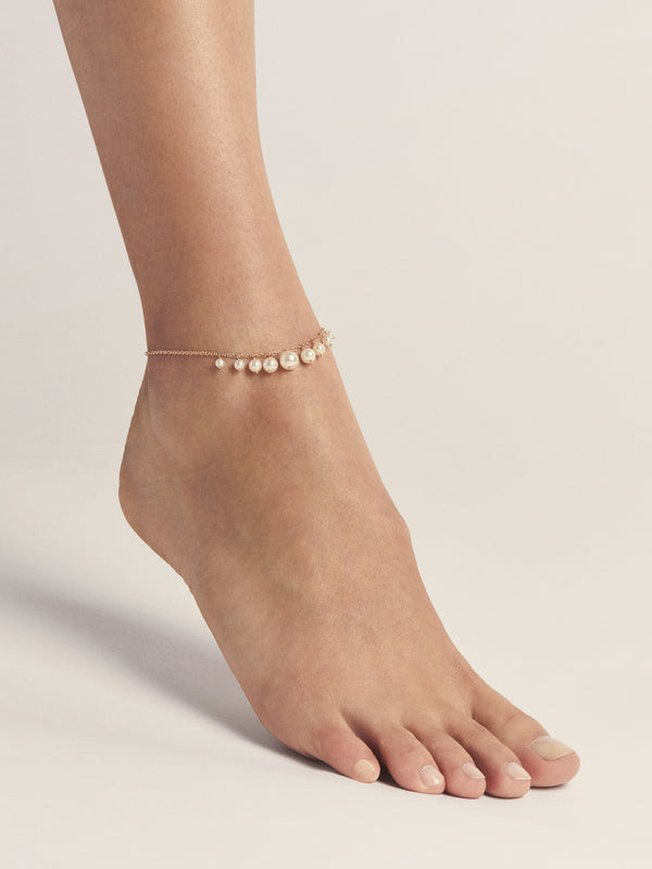 SBX4 Sea of Beauty. Graduated Pearl Fringe Anklet